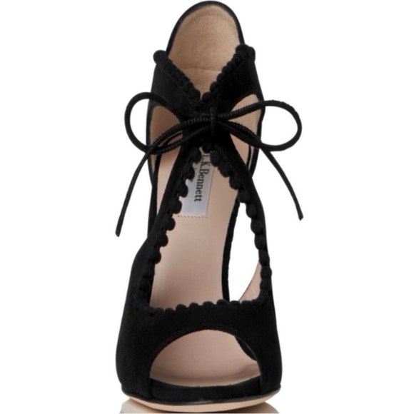 L.K.BENNETT | Ellena Black Suede Peep-Toe Heels, Size 9 - Picture 3 of 8